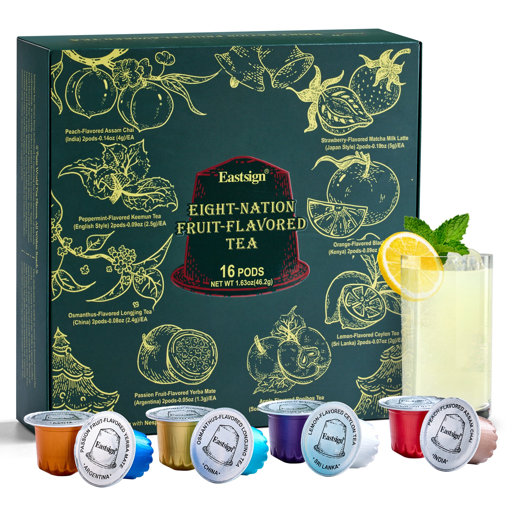 Tea Variety Pack for Nespresso Original, 8 Flavors