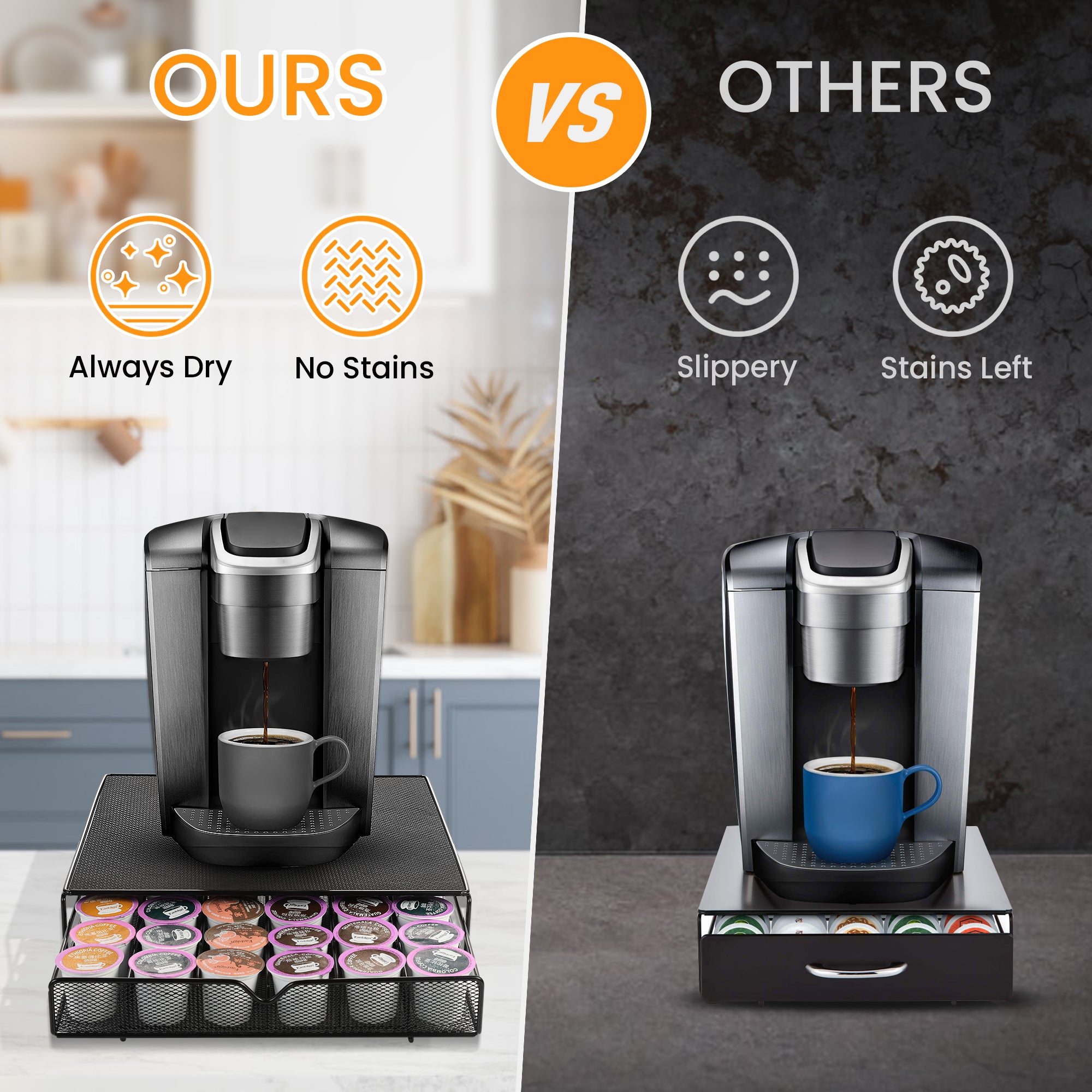 K-Cup Pod Drawer with Metal Surface