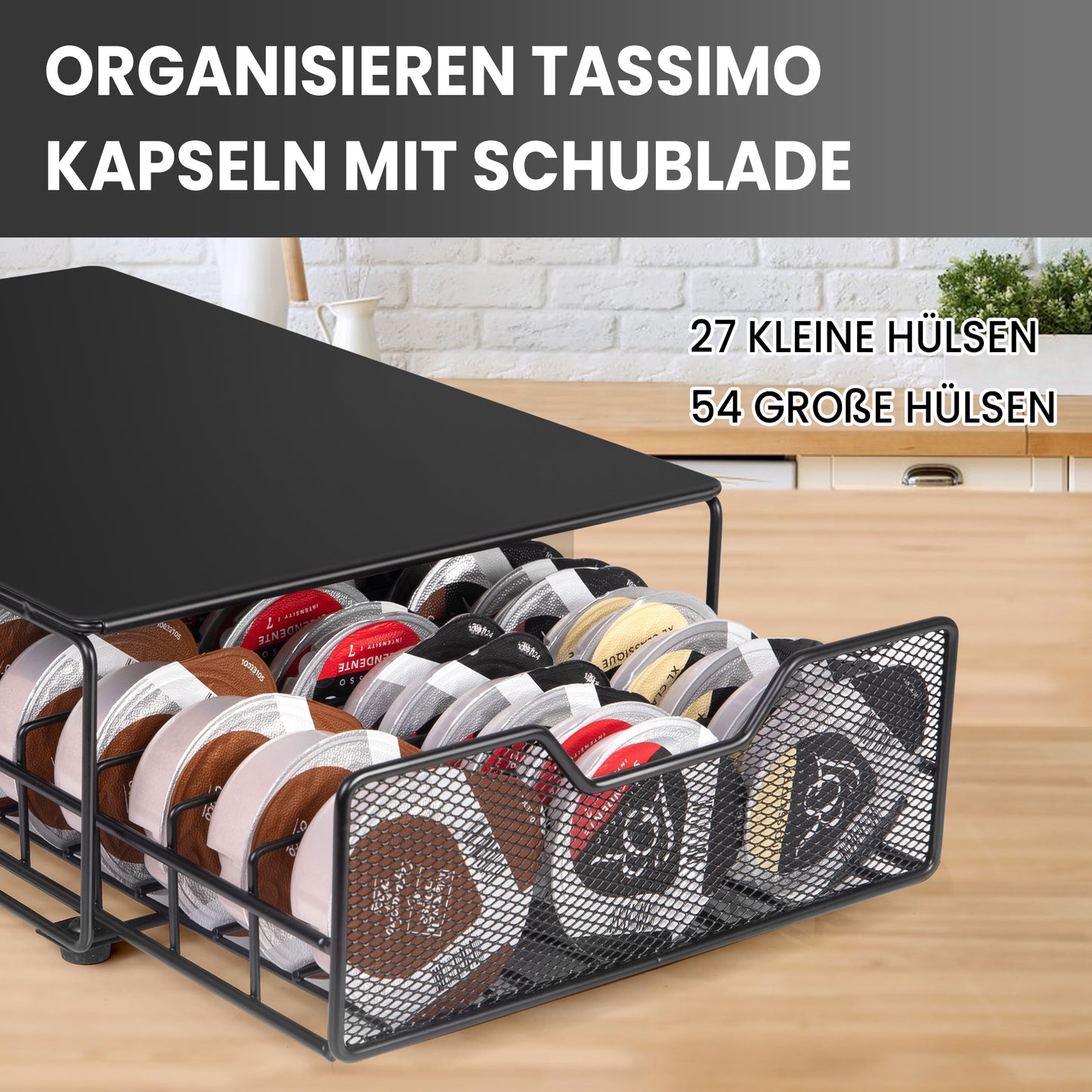 Tempered Glass Coffee Pod Drawer,Nespresso Vertuo Pod Holder Drawer for 40(1.35/2.7 floz) Vertuoline Pod, Nespresso Capsule Organizer Compatible with Vertuo Next Vertuo Plus,14.76"D x 12.99"W x 3.5"H
