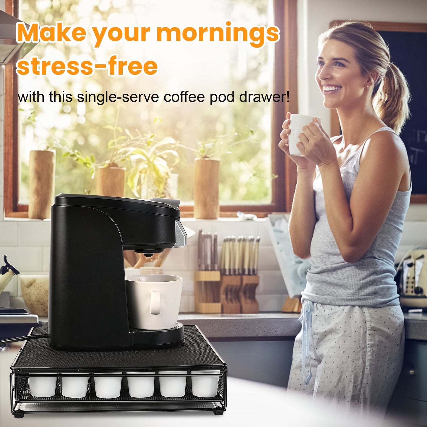 Coffee Pod Holder Compatible with K-Cups, Coffee Pod Stands, Coffee Pod Drawer,Storage Organizer for 36 K-cup for Counter, Suitable for Home, Office