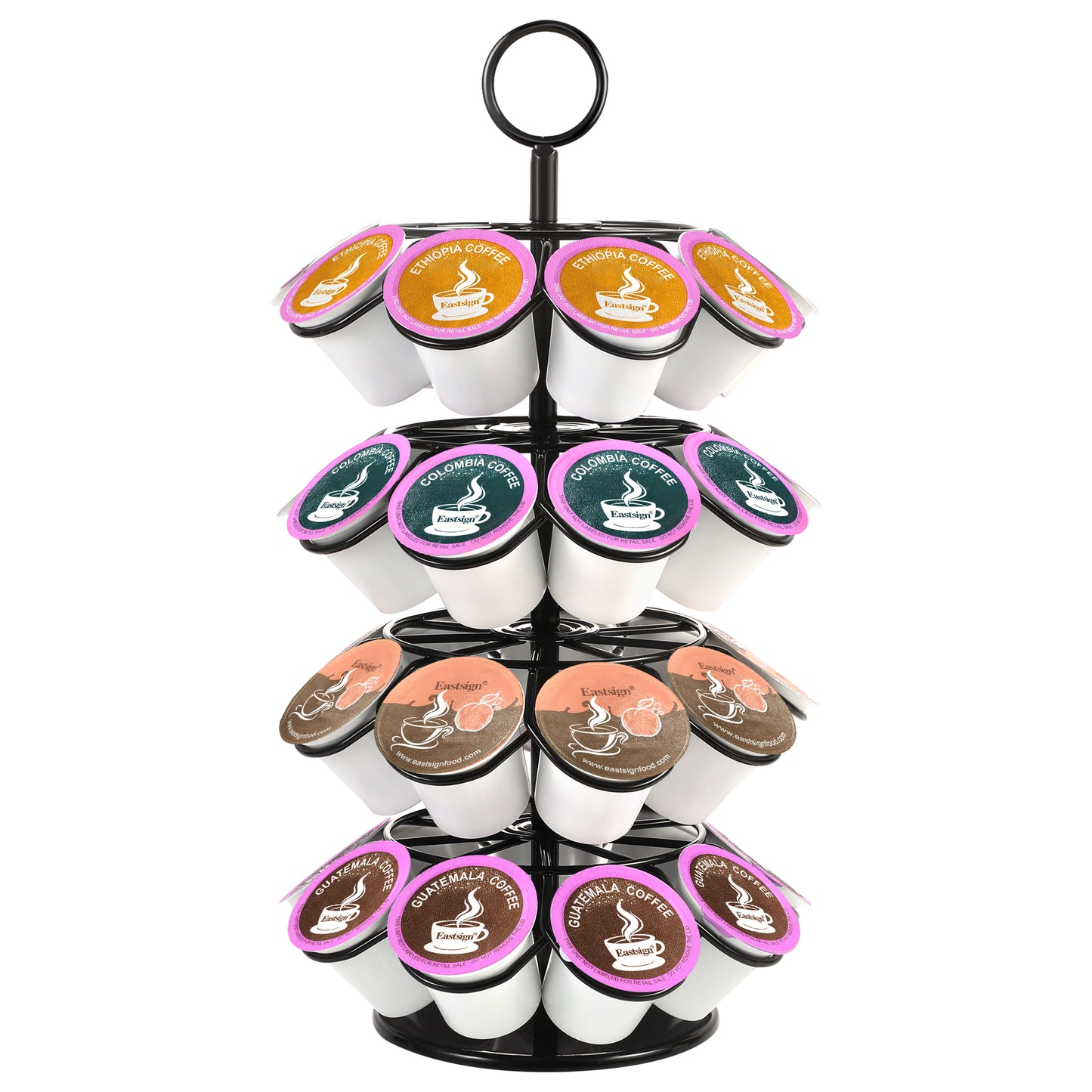 4-Tier K-Cup Holder Compatible with 36 K-Cups, Coffee Pod Carousel, Coffee Pod Storage Stand Detachable Organizer for Countertop, Spins 360-Degrees