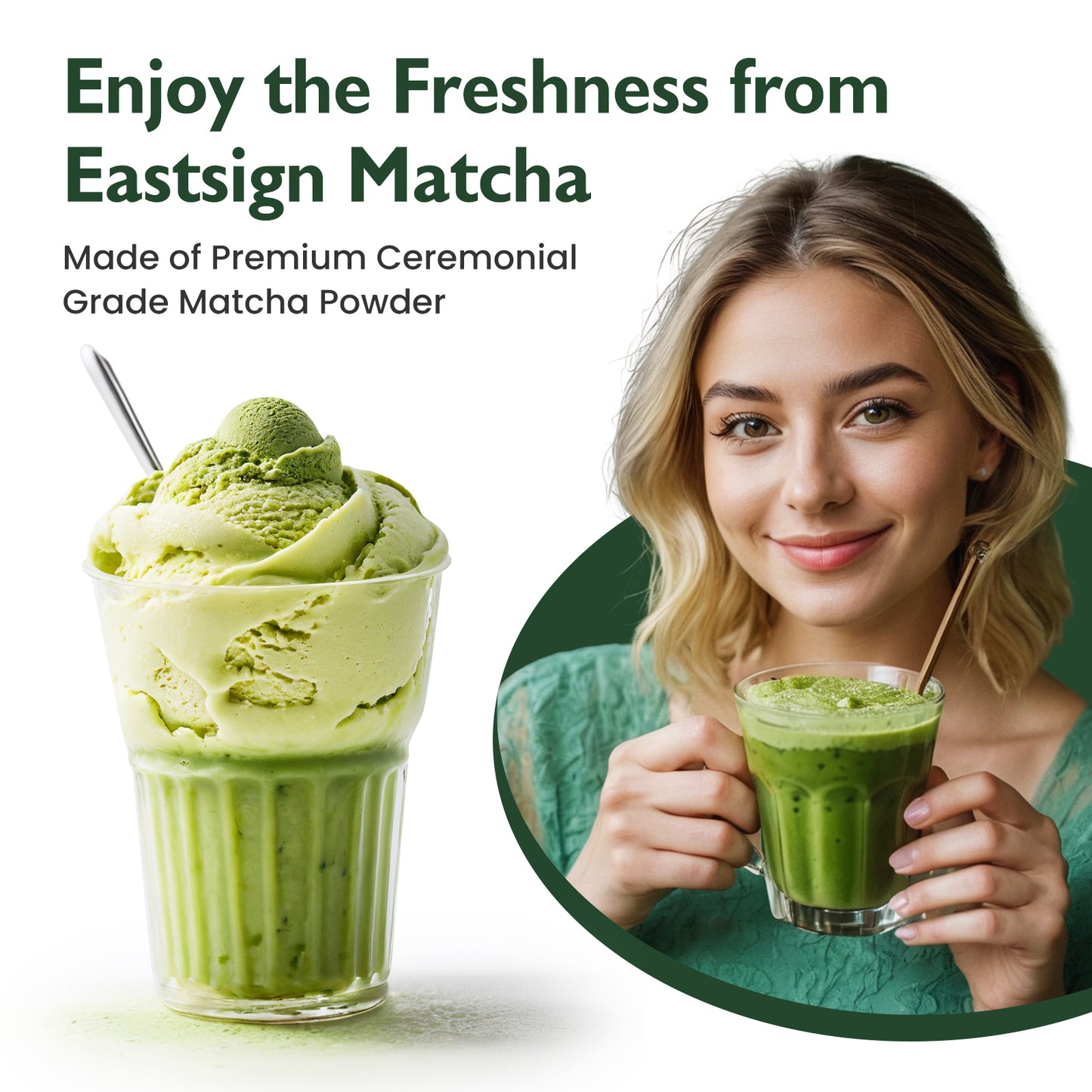 Eastsign Matcha Ceremonial Grade USDA Organic,Green Tea Powder 6oz, Premium USDA Organic Gluten Free Vegan and No Sugar,Suitable for Hot or Cold Drinks,Baking and Other Purposes(6oz)