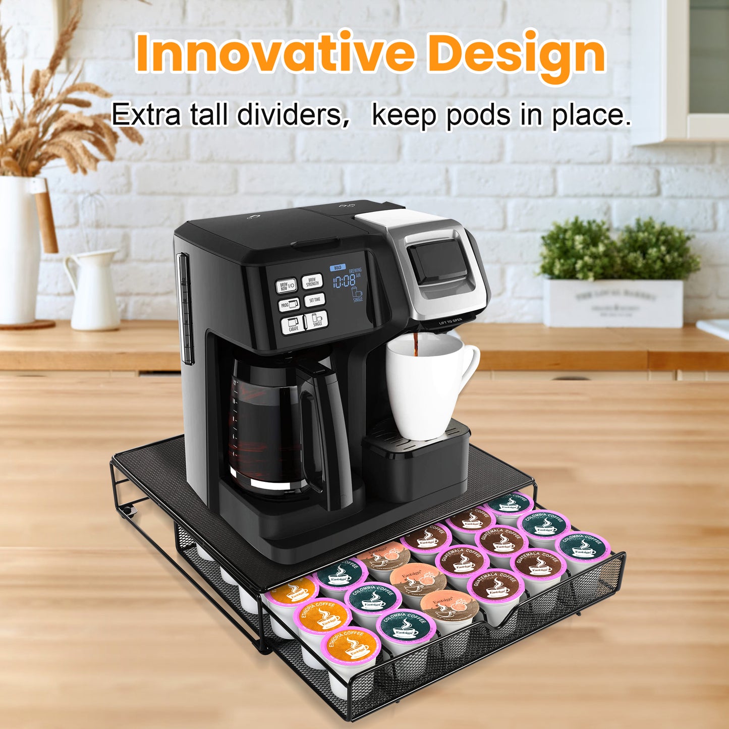 Coffee Pod Holder Compatible with K-Cups, Coffee Pod Stands, Coffee Pod Drawer,Storage Organizer for 36 K-cup for Counter, Suitable for Home, Office