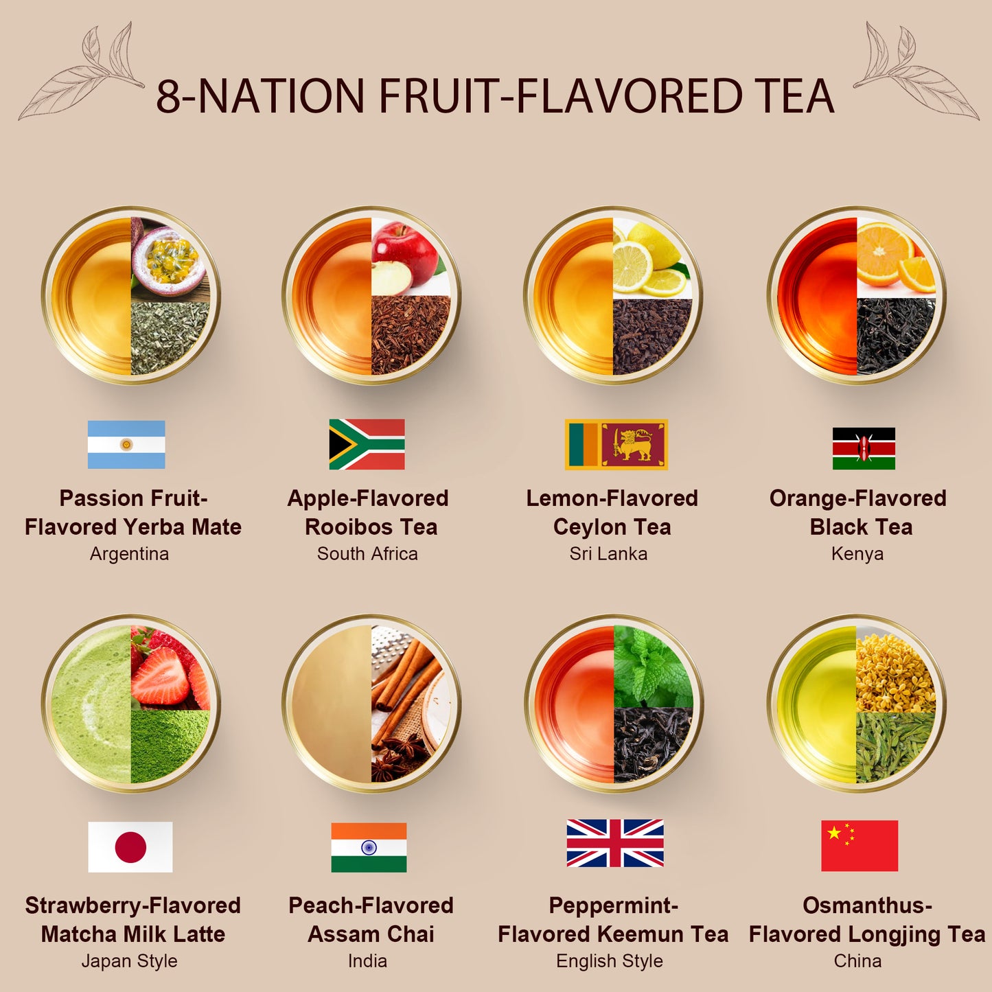 Eastsign Assorted Tea Variety Pack,Tea Pods with 8 Unique Flavors Nespresso Original Pods of Black Tea,Chai,Matcha,Green Tea,Yerba Mate and Rooibos,Compatible Nespresso Tea Pods,32 Count