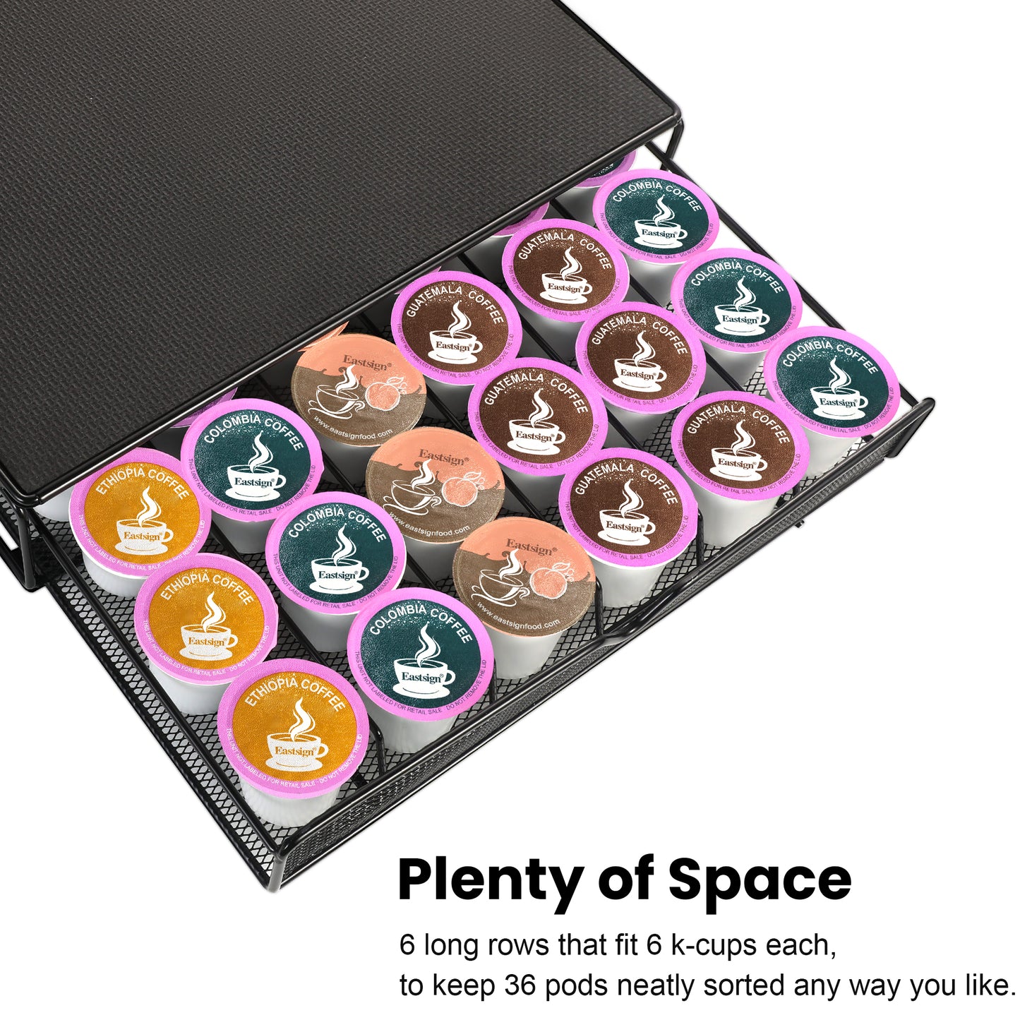 Coffee Pod Holder Compatible with K-Cups, Coffee Pod Stands, Coffee Pod Drawer,Storage Organizer for 36 K-cup for Counter, Suitable for Home, Office