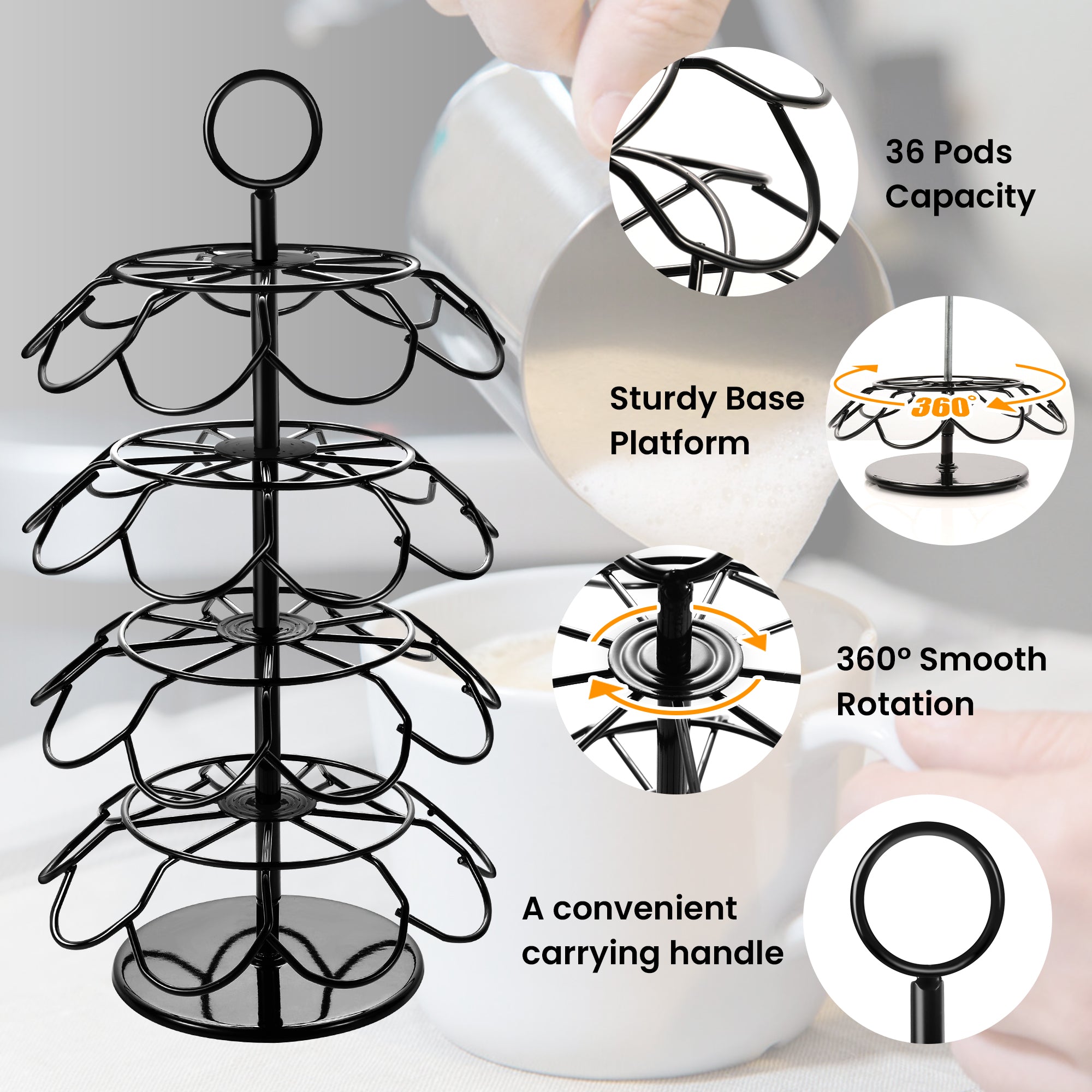 Sleek 4-Tier K-Cup Holder: Spins, Stores, Simplifies