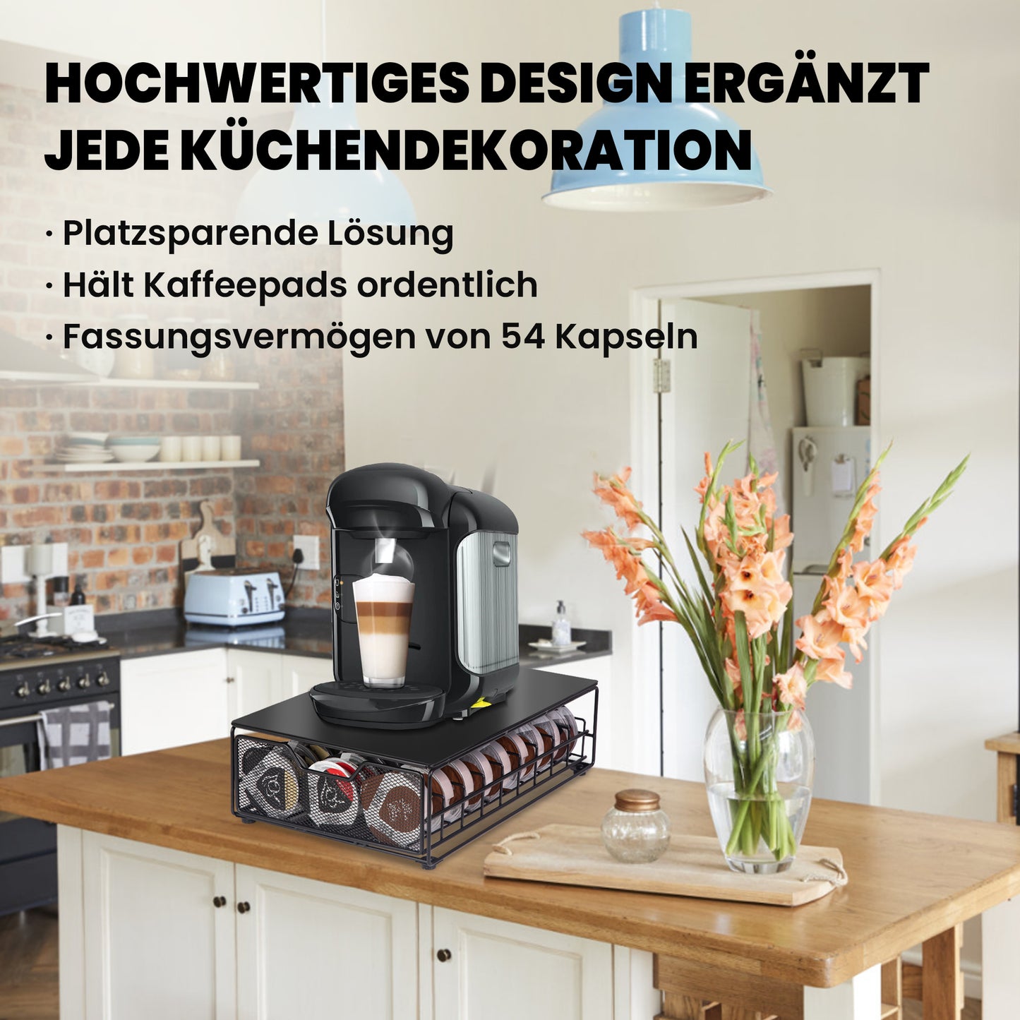 Tempered Glass Coffee Pod Drawer,Nespresso Vertuo Pod Holder Drawer for 40（1.35/2.7 floz) Vertuoline Pod, Nespresso Capsule Organizer Compatible with Vertuo Next Vertuo Plus,14.76"D x 12.99"W x 3.5"H